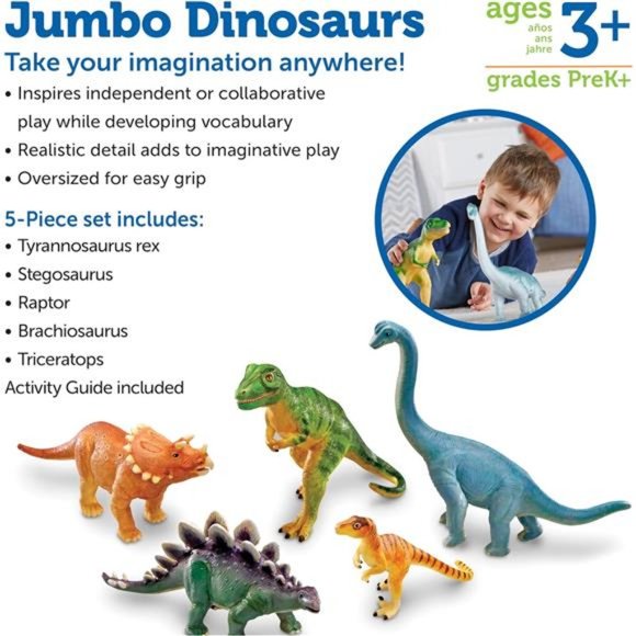 Learning Resources Jumbo Dinosaurs - Toddler Learning Toys, Dinosaurs Toys - Picture 4 of 6
